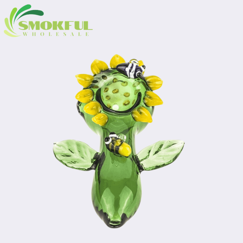 Sunflower Shaped Glass Pipe Smokful Wholesale